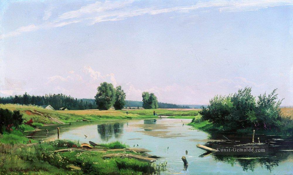 Landschaft mit See 1886 Ivan Ivanovich grün Ölgemälde